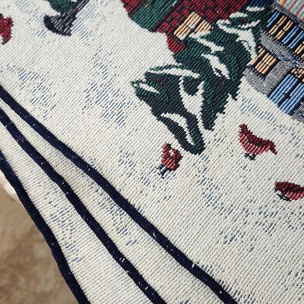 Christmas holiday winter village scene woven placemats kitchen set of 4